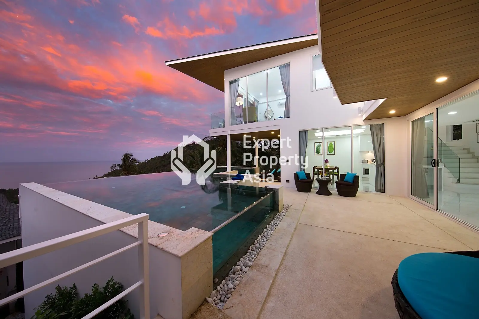 Belle villa de 3 chambres avec vue sur la mer et piscine à Chaweng Noi, Koh Samui