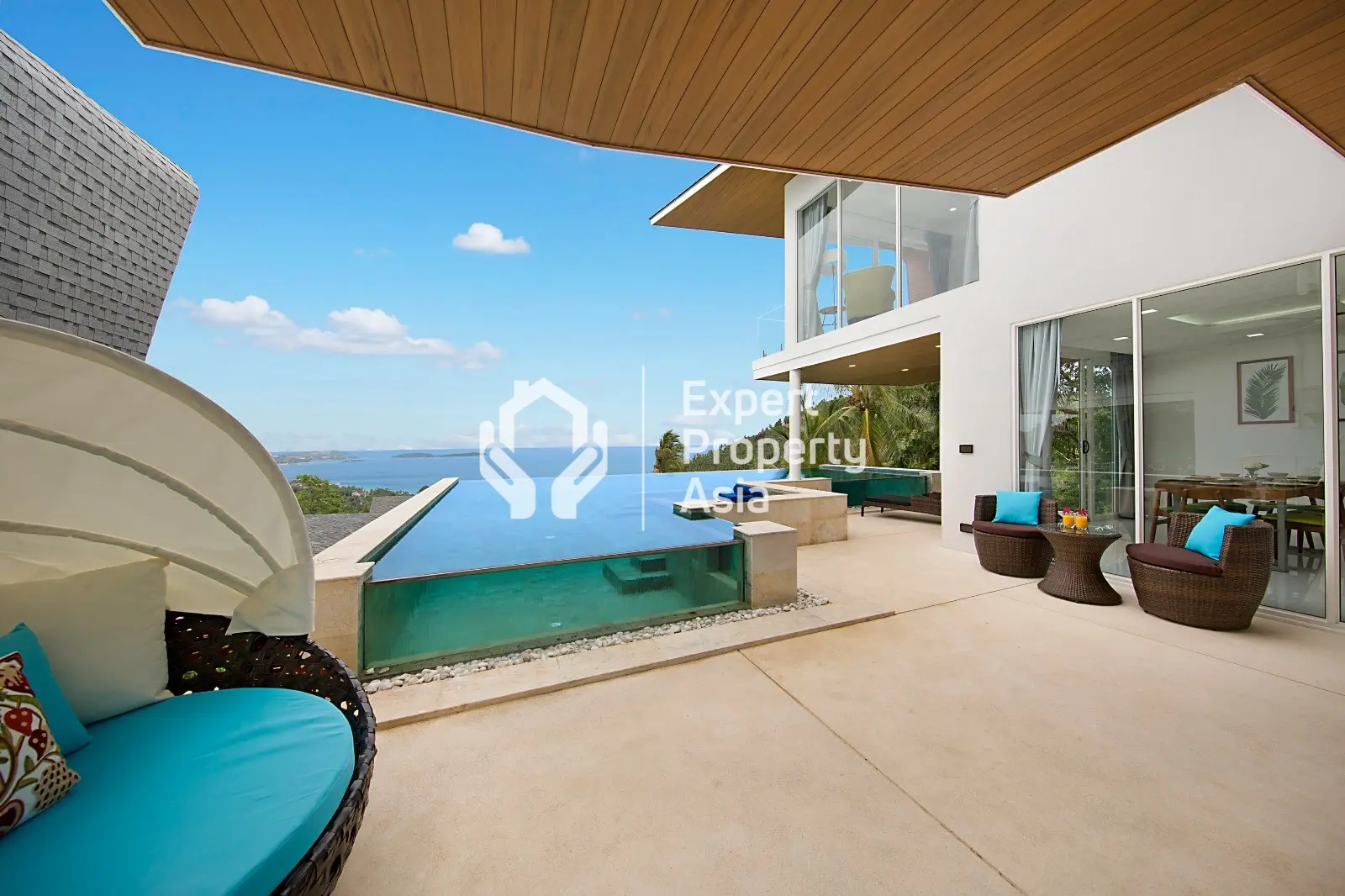 Belle villa de 3 chambres avec vue sur la mer et piscine à Chaweng Noi, Koh Samui