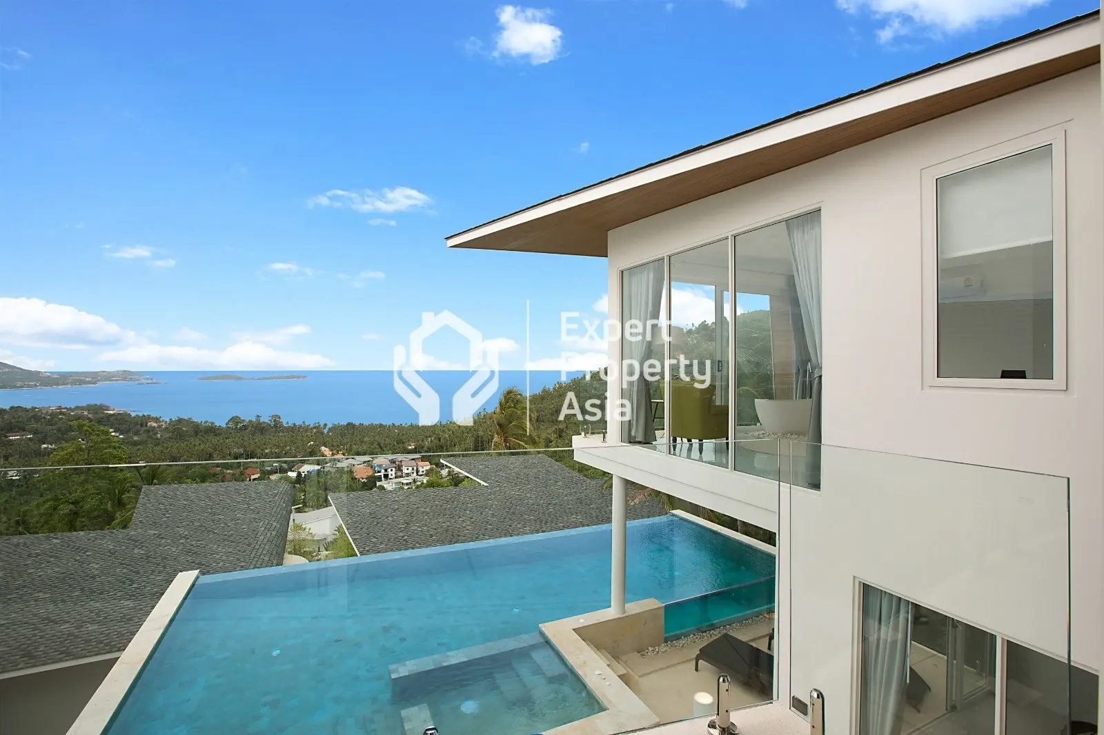 Belle villa de 3 chambres avec vue sur la mer et piscine à Chaweng Noi, Koh Samui