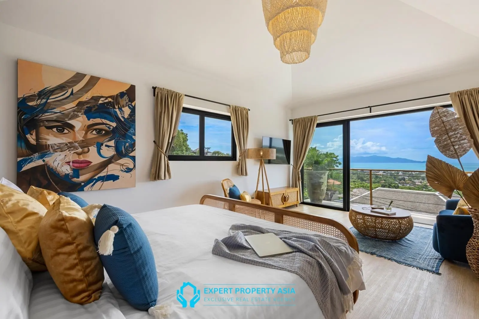 Exclusive Bophut Villa: 3 Bedrooms, Sea View, Private Pool, Just 4 Min from Fisherman Village