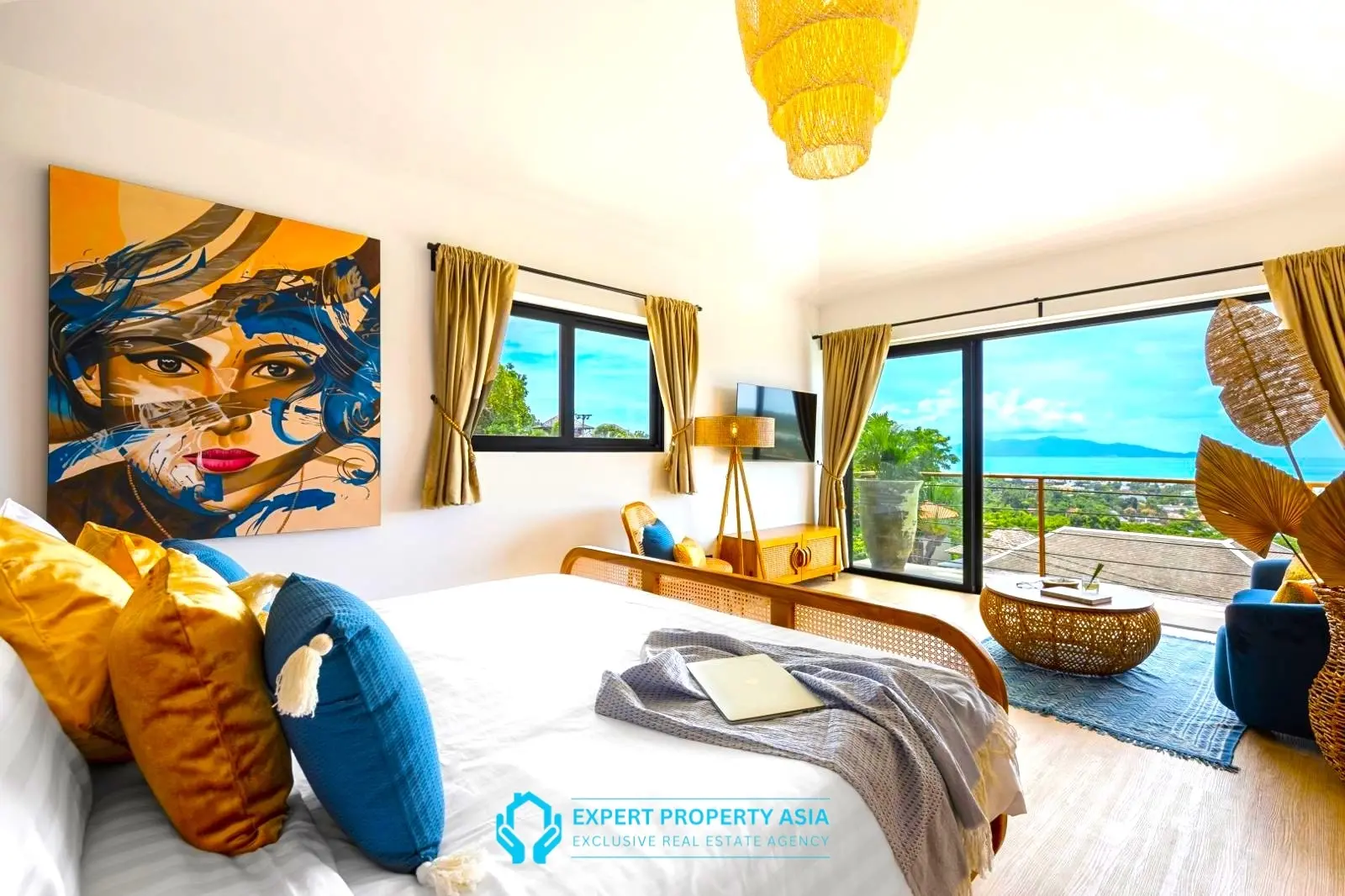 Exclusive Bophut Villa: 3 Bedrooms, Sea View, Private Pool, Just 4 Min from Fisherman Village