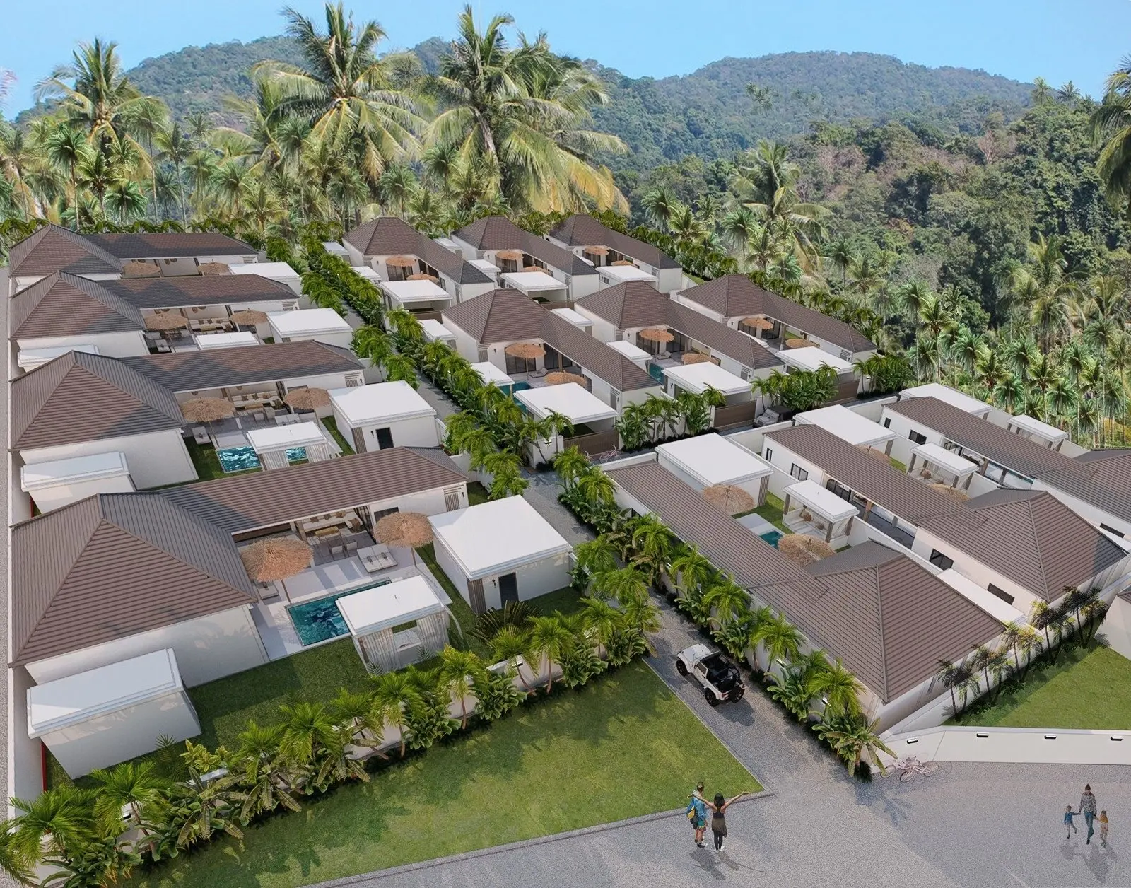  Villa en pleine propriété de 3 chambres sur plan avec piscine privée à Lamai, exclusivité  Koh Samui