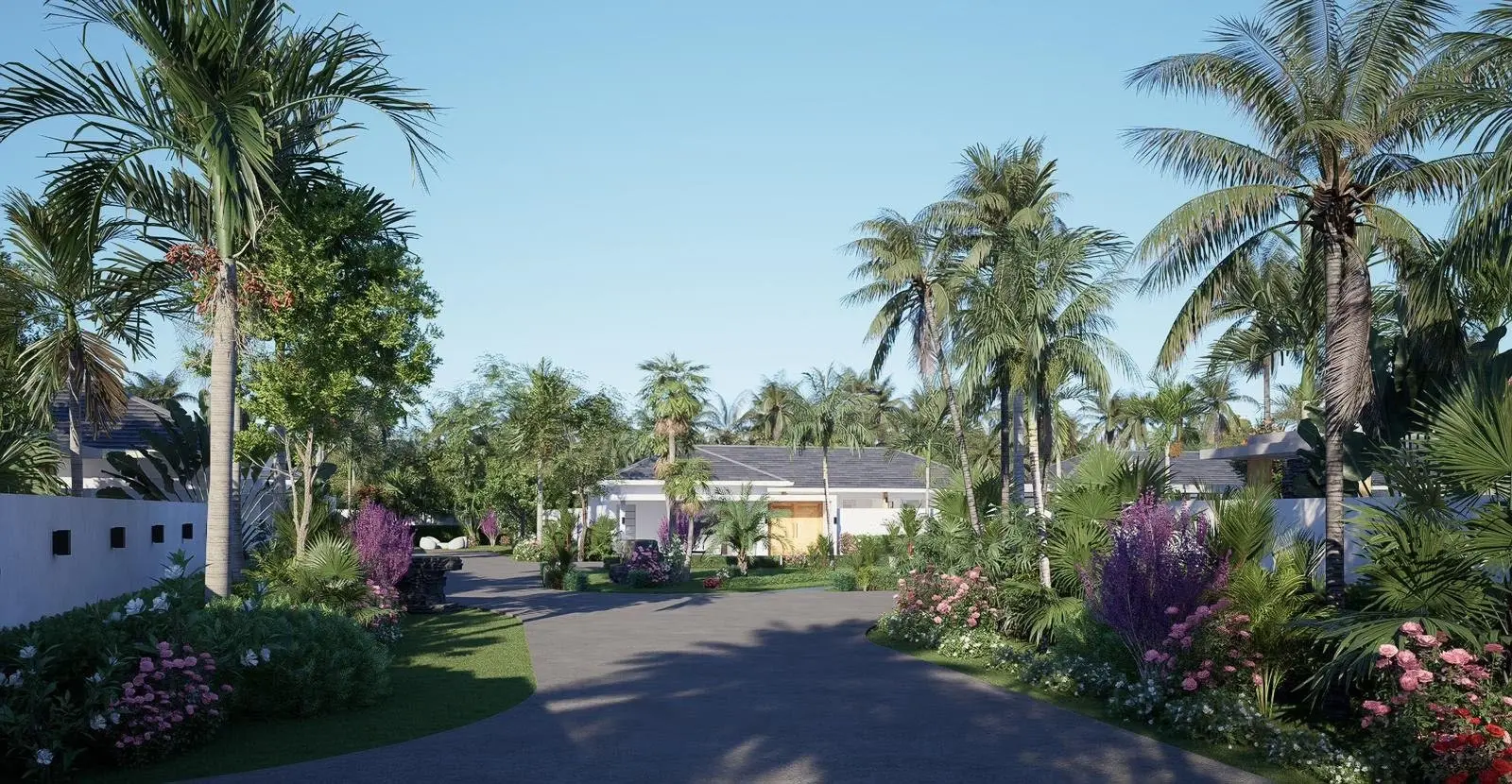 3-4 Villas avec 3-4 chambres, piscine et vue sur jardin près de la plage de Maenam   Sur plan