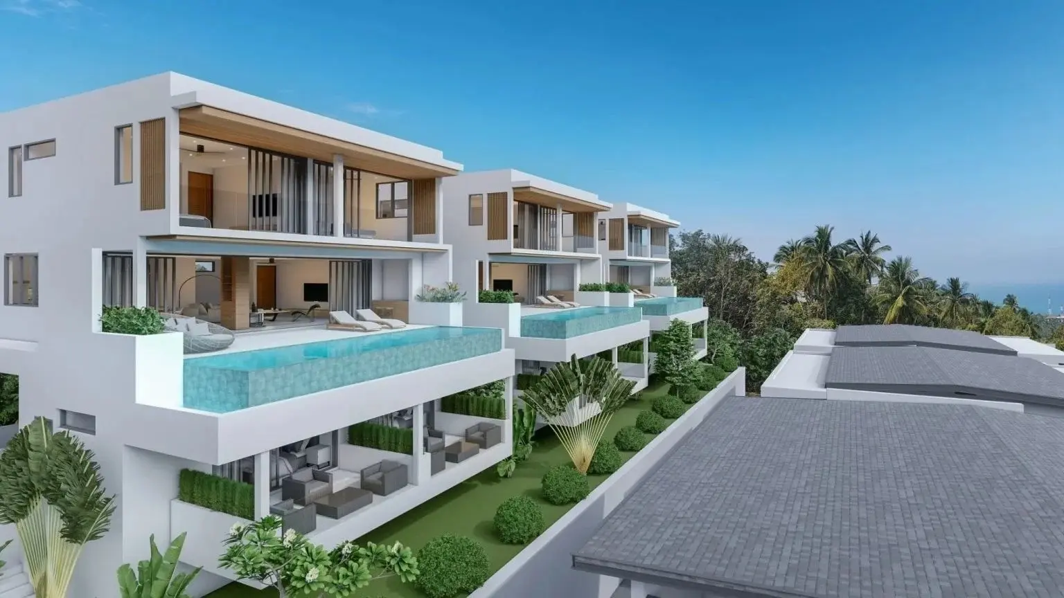 Villa à Bophut, Koh Samui avec vue sur mer sur 2,5 étages - 3 chambres Plan hors