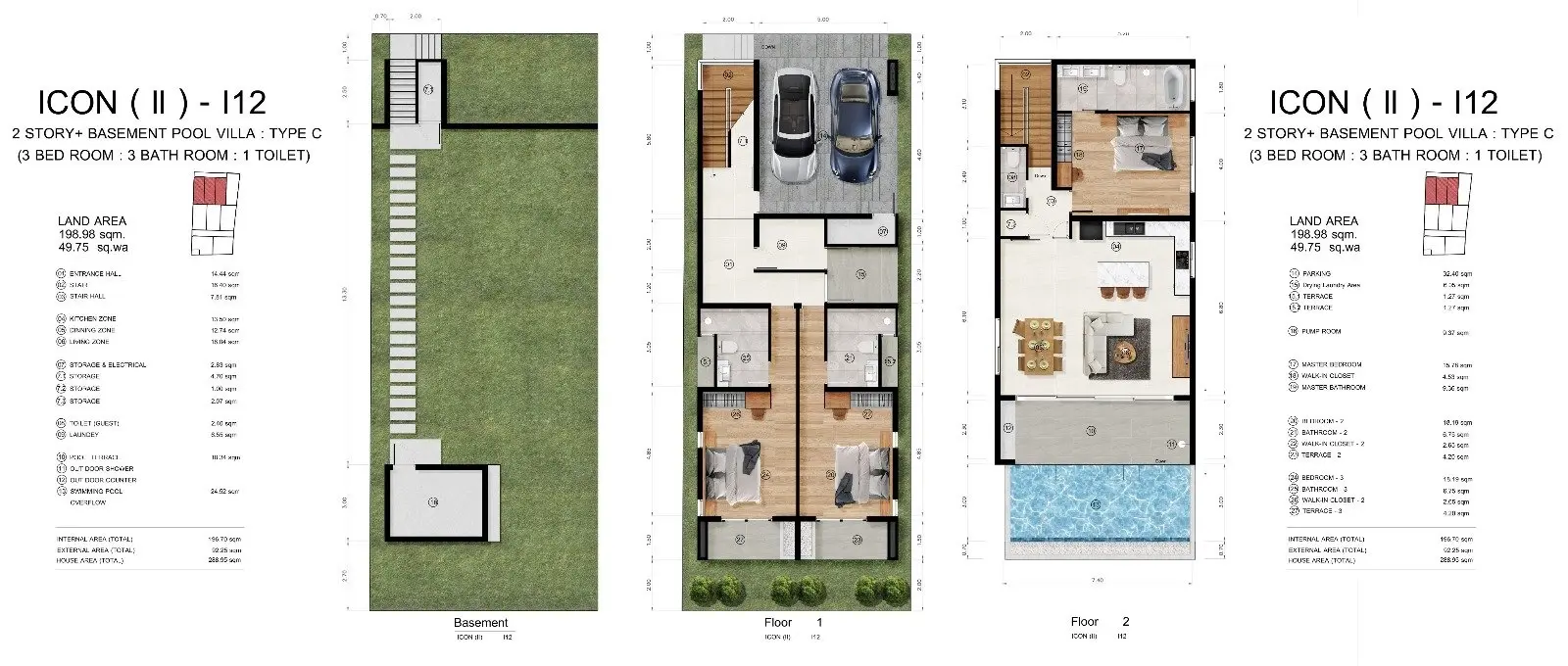 วิลล่า 3 ห้องนอนแบบ OFF PLAN วิวทะเลพร้อมสระว่ายน้ำในบ่อผุด ห่างจากชายหาด 3 นาที