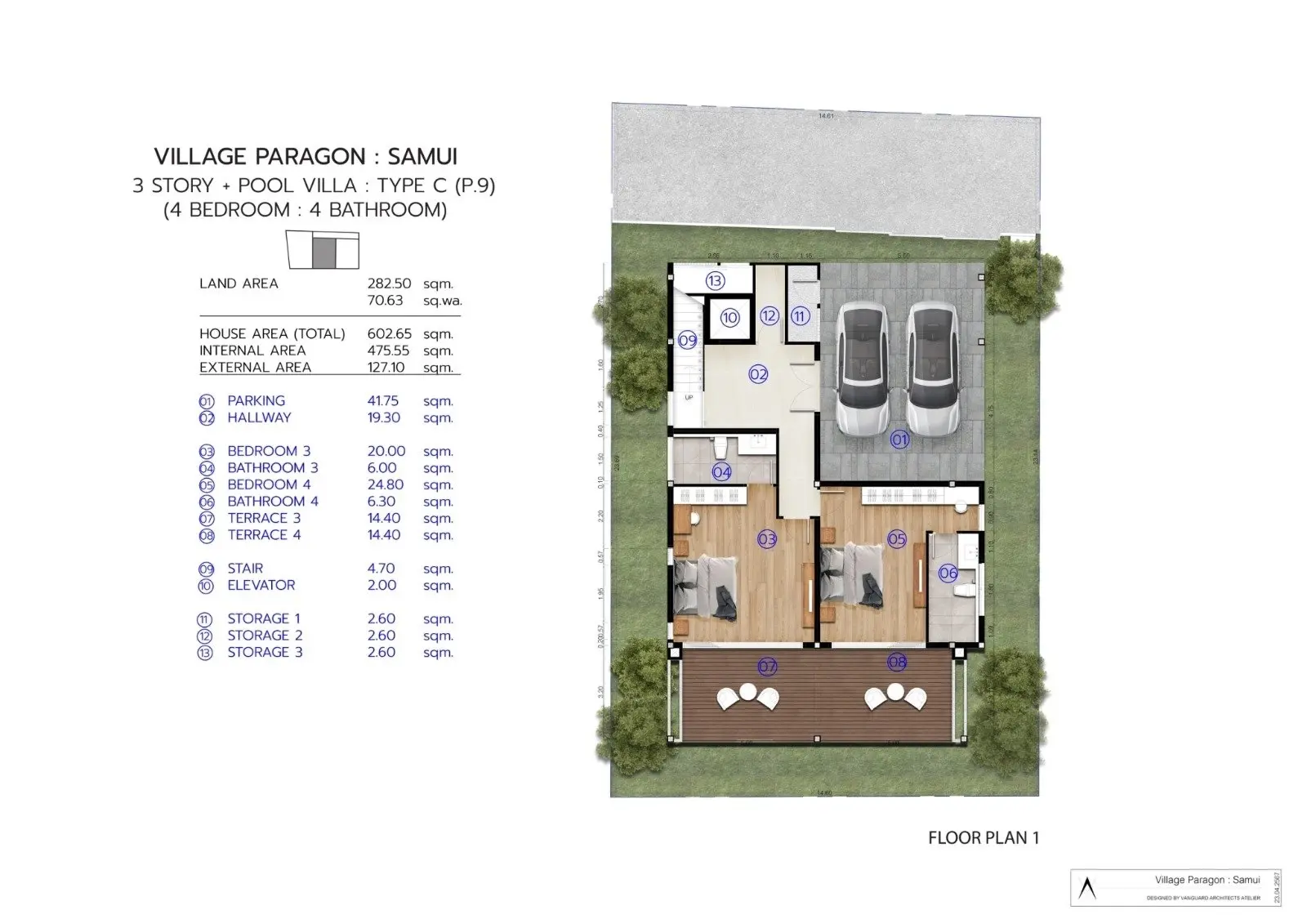 บ้านวิลล่าขายแบบรอสร้าง 4 ห้องนอน วิวทะเล ห่างจากชายหาดในบ่อผุดเพียง 3 นาที