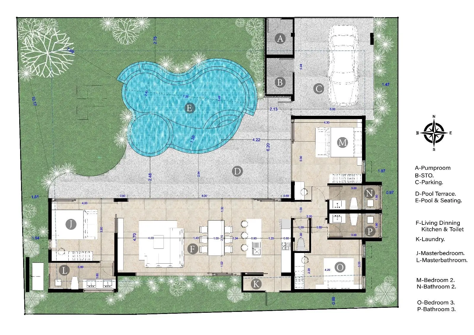 Villa de 3 chambres sur plan près de la plage à Maenam