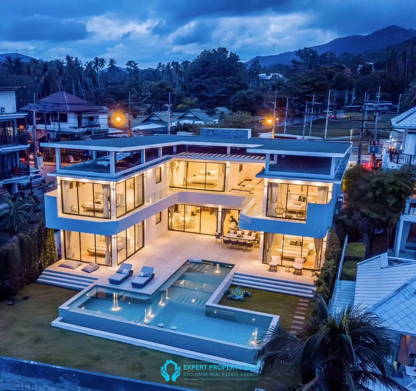 "Architectural Beachfront Masterpiece with Rare T-Shaped Pool – Lamai, Koh Samui"