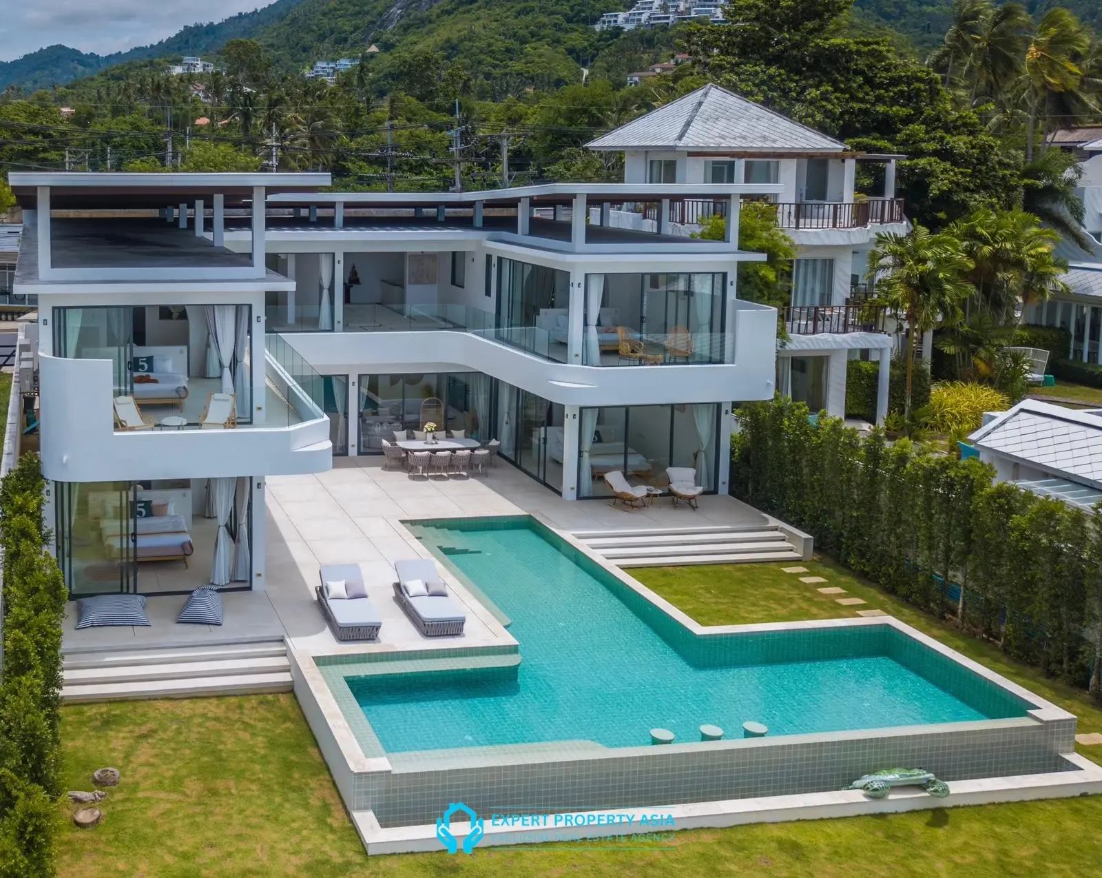"Architectural Beachfront Masterpiece with Rare T-Shaped Pool – Lamai, Koh Samui"