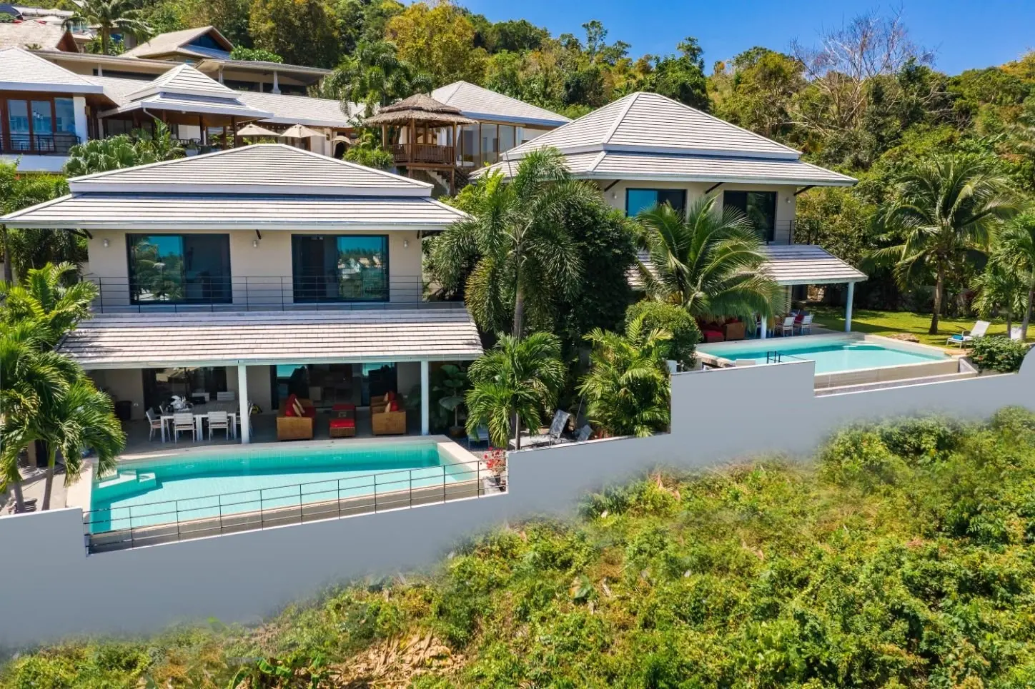 Villa spacieuse 4 chambres avec piscine vue mer dans les collines de Bophut