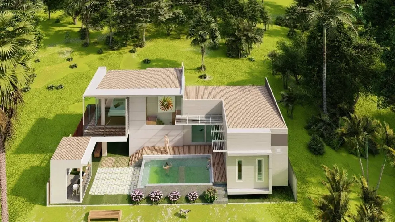 Villa contemporaine de 3 chambres avec piscine hors plan