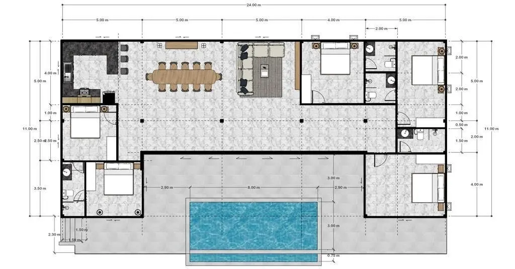 วิลล่าพร้อมสระว่ายน้ำ 3-5 ห้องนอน ใกล้ศูนย์กลางละไม