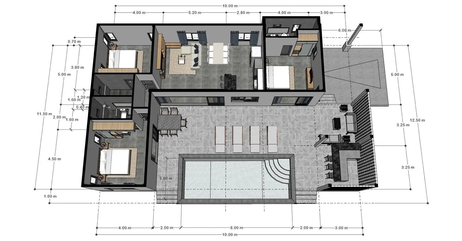 Villas avec piscine de 3-5 chambres près du centre de Lamai