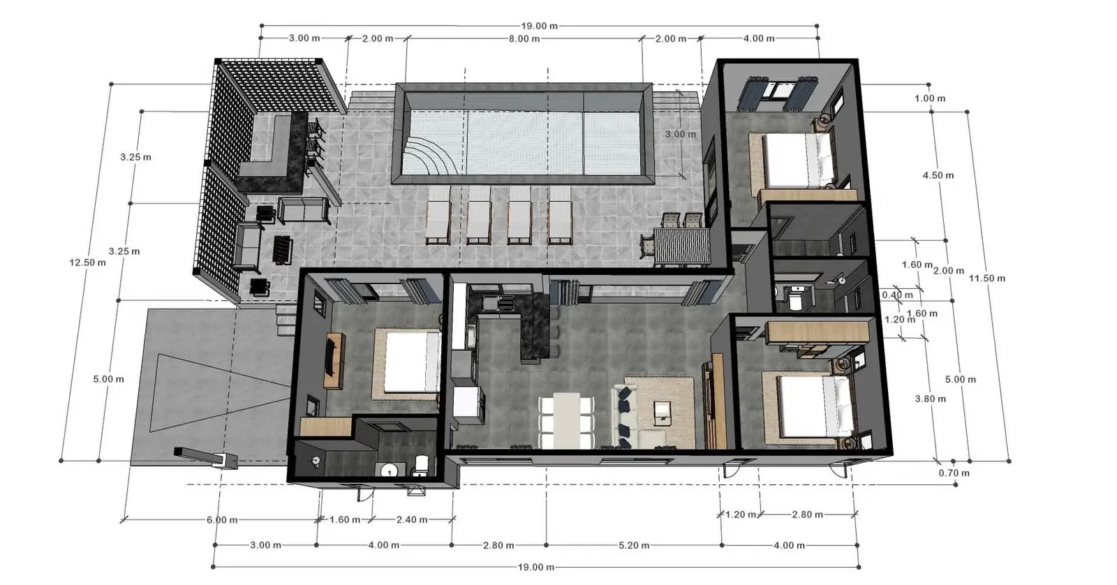 Villas avec piscine de 3-5 chambres près du centre de Lamai