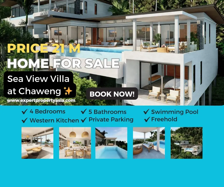 "Luxurious 4-Bedroom Villa with Stunning Sea Views in Chaweng – Freehold Opportunity!"