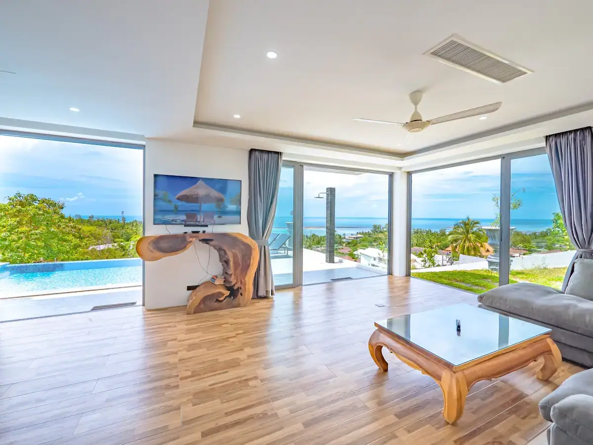 "Villas en pleine propriété avec vue sur la mer : Espaces de vie spacieux à Lamai, Koh Samui"