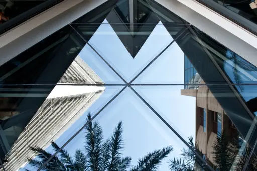 Skyscraper architecture design reflecting from mirror