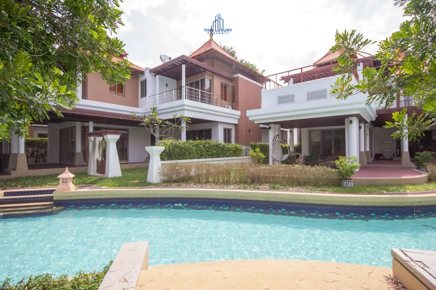 Spacious 3-Bedroom Two-Story Home with Private Pool and Lush Tropical Gardens in Cha-Am