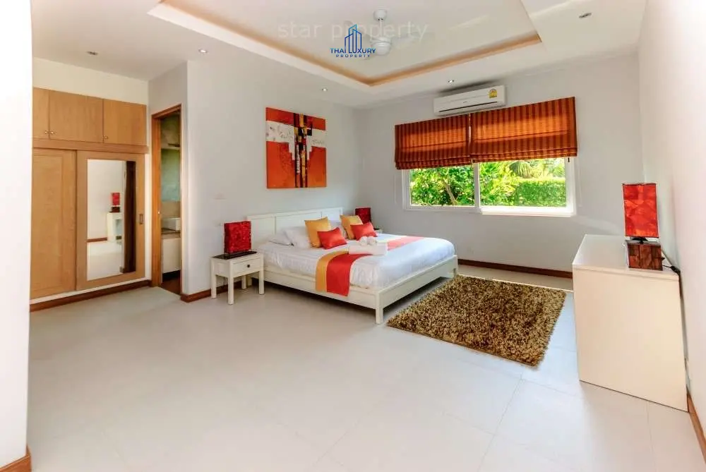 บ้านเดี่ยวชั้นเดียว 3 ห้องนอนกว้างขวาง พร้อมสระว่ายน้ำและสวนในหนองแก หัวหิน