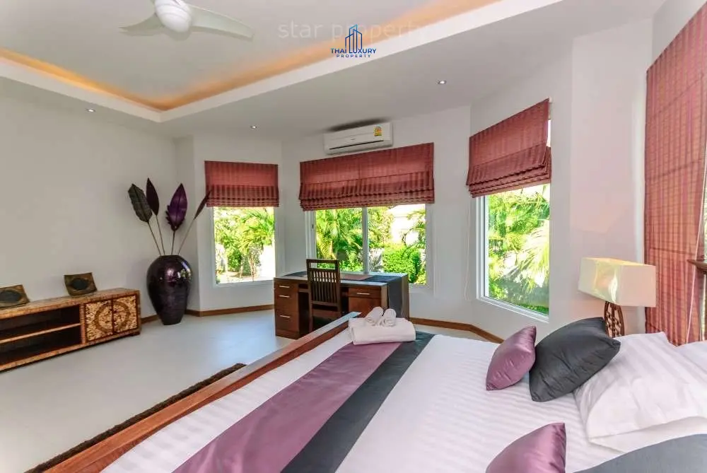 บ้านเดี่ยวชั้นเดียว 3 ห้องนอนกว้างขวาง พร้อมสระว่ายน้ำและสวนในหนองแก หัวหิน