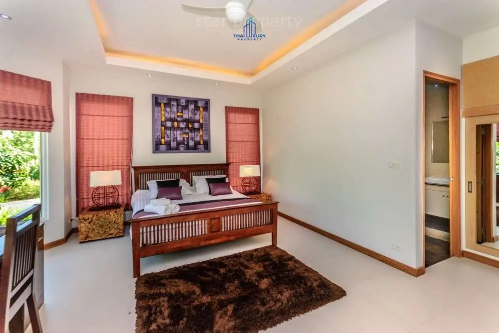บ้านเดี่ยวชั้นเดียว 3 ห้องนอนกว้างขวาง พร้อมสระว่ายน้ำและสวนในหนองแก หัวหิน