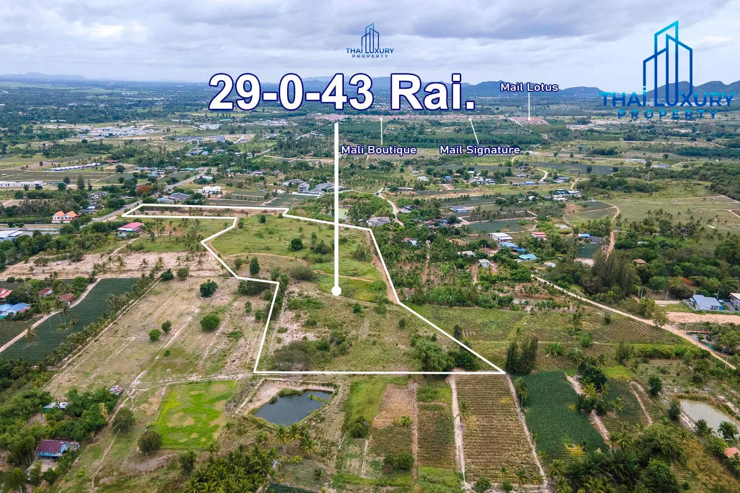 ขายที่ดินสวย 29-0-43 ไร่ ซอยหัวหิน 112 ใกล้ตลาดน้ำสามพันนาม
