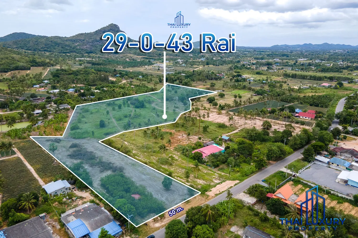 ขายที่ดินสวย 29-0-43 ไร่ ซอยหัวหิน 112 ใกล้ตลาดน้ำสามพันนาม