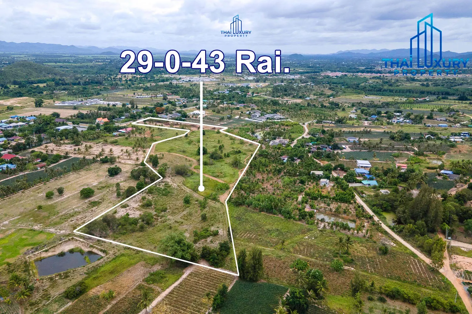 ขายที่ดินสวย 29-0-43 ไร่ ซอยหัวหิน 112 ใกล้ตลาดน้ำสามพันนาม