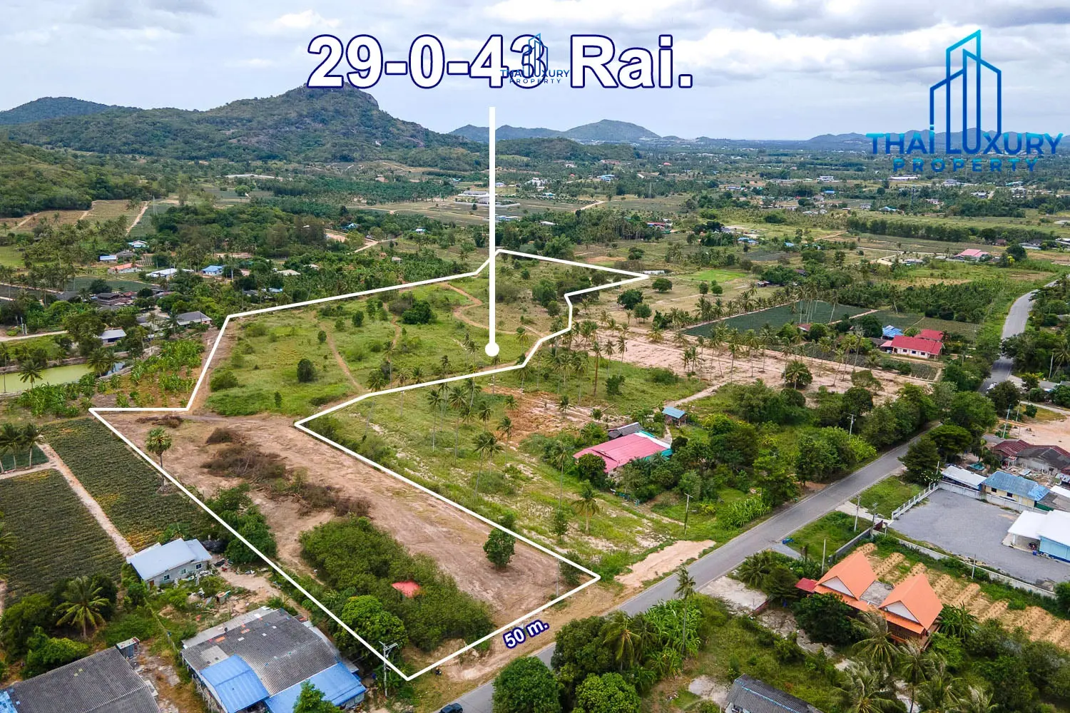 ขายที่ดินสวย 29-0-43 ไร่ ซอยหัวหิน 112 ใกล้ตลาดน้ำสามพันนาม