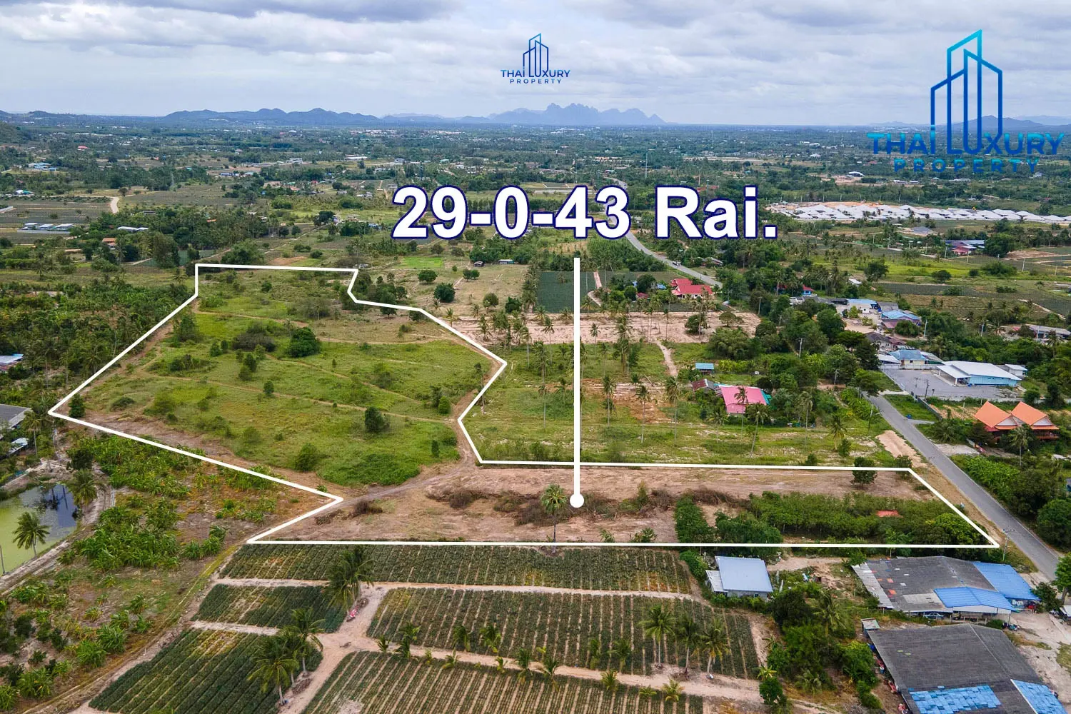 ขายที่ดินสวย 29-0-43 ไร่ ซอยหัวหิน 112 ใกล้ตลาดน้ำสามพันนาม