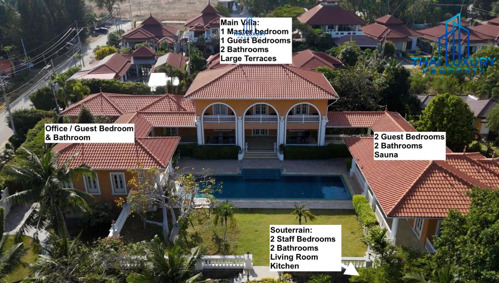Grand & Luxurious 7-Bedroom Mansion on 2 Rai for Rent or Sale – Soi 116, Hua Hin