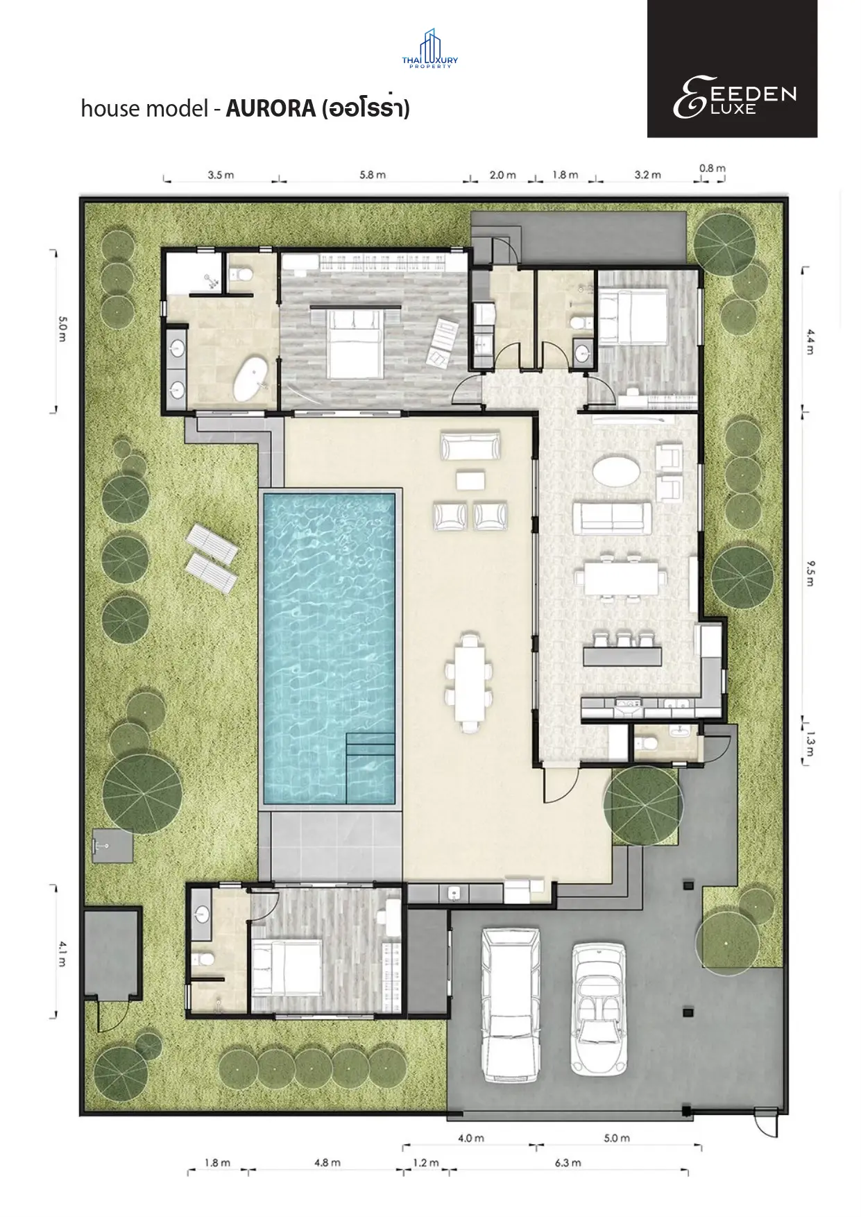 ขายวิลล่าหรู 3 ห้องนอน พร้อมสระว่ายน้ำ ใหม่เอี่ยม ที่ EEDEN LUXE หัวหิน รุ่น Linda 