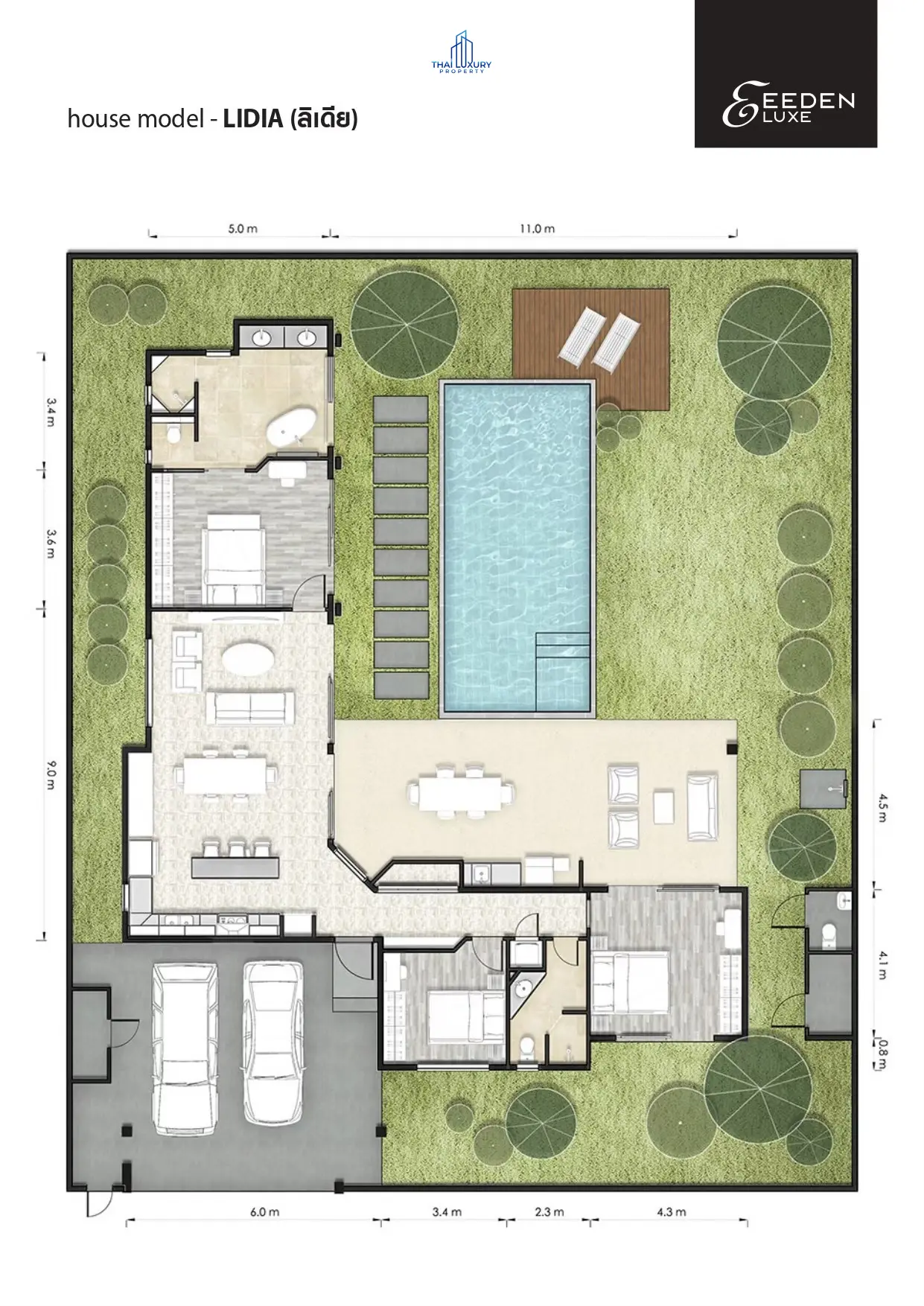 ขายวิลล่าหรู 3 ห้องนอน พร้อมสระว่ายน้ำ ใหม่เอี่ยม ที่ EEDEN LUXE หัวหิน รุ่น Linda 
