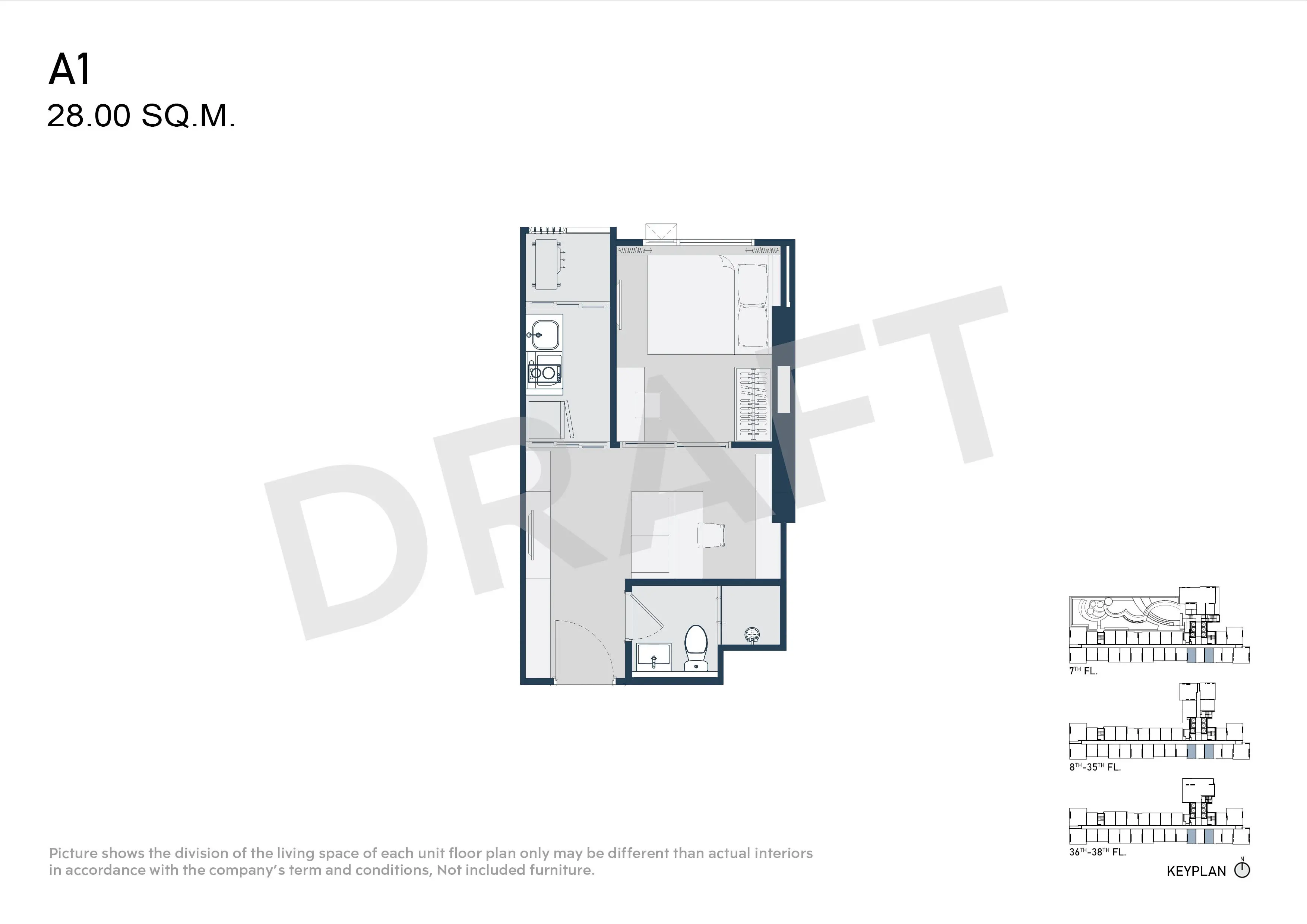 Type A1 Bedroom 28 SQM.