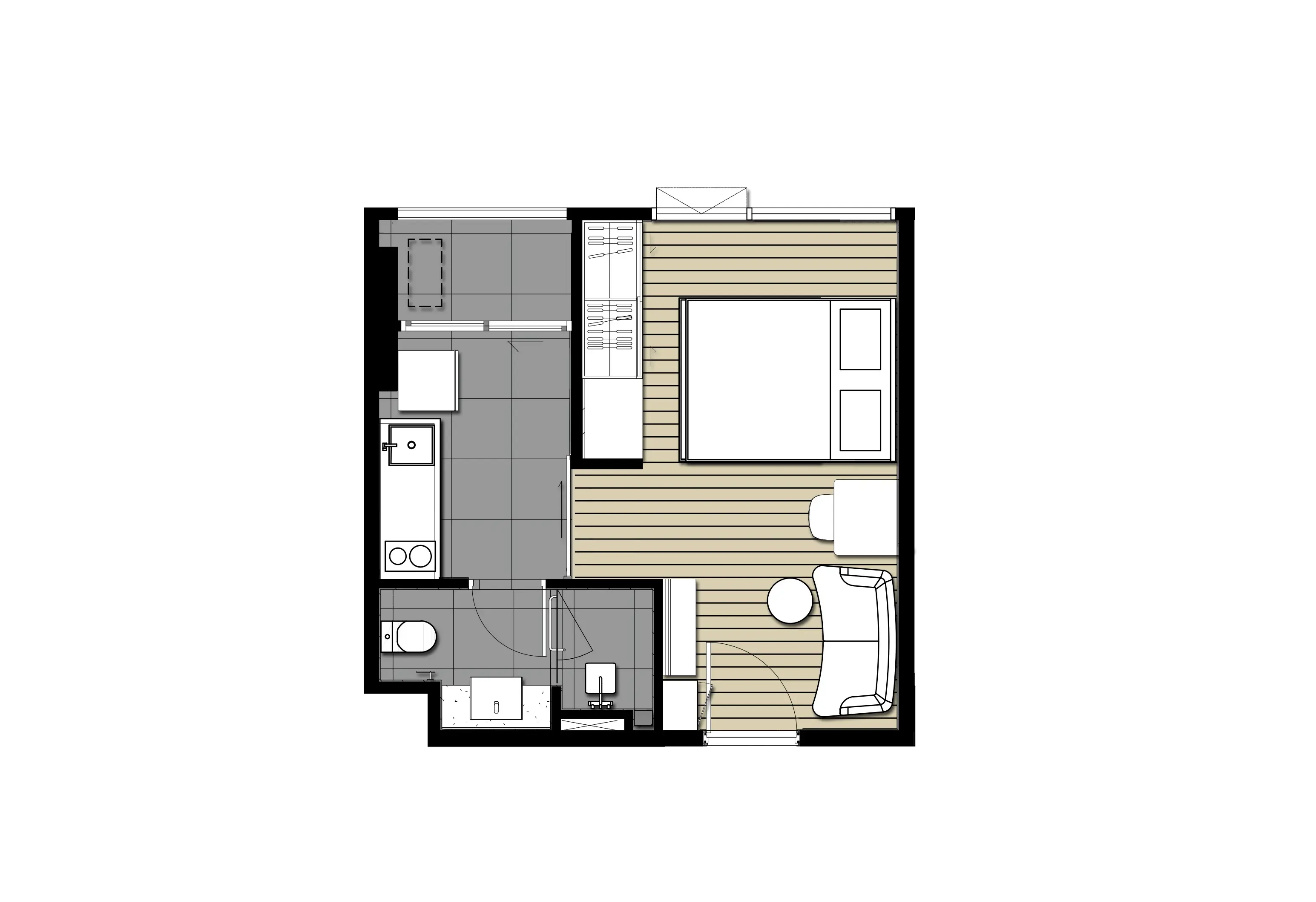 1 Bed, 26.7 sq.m.