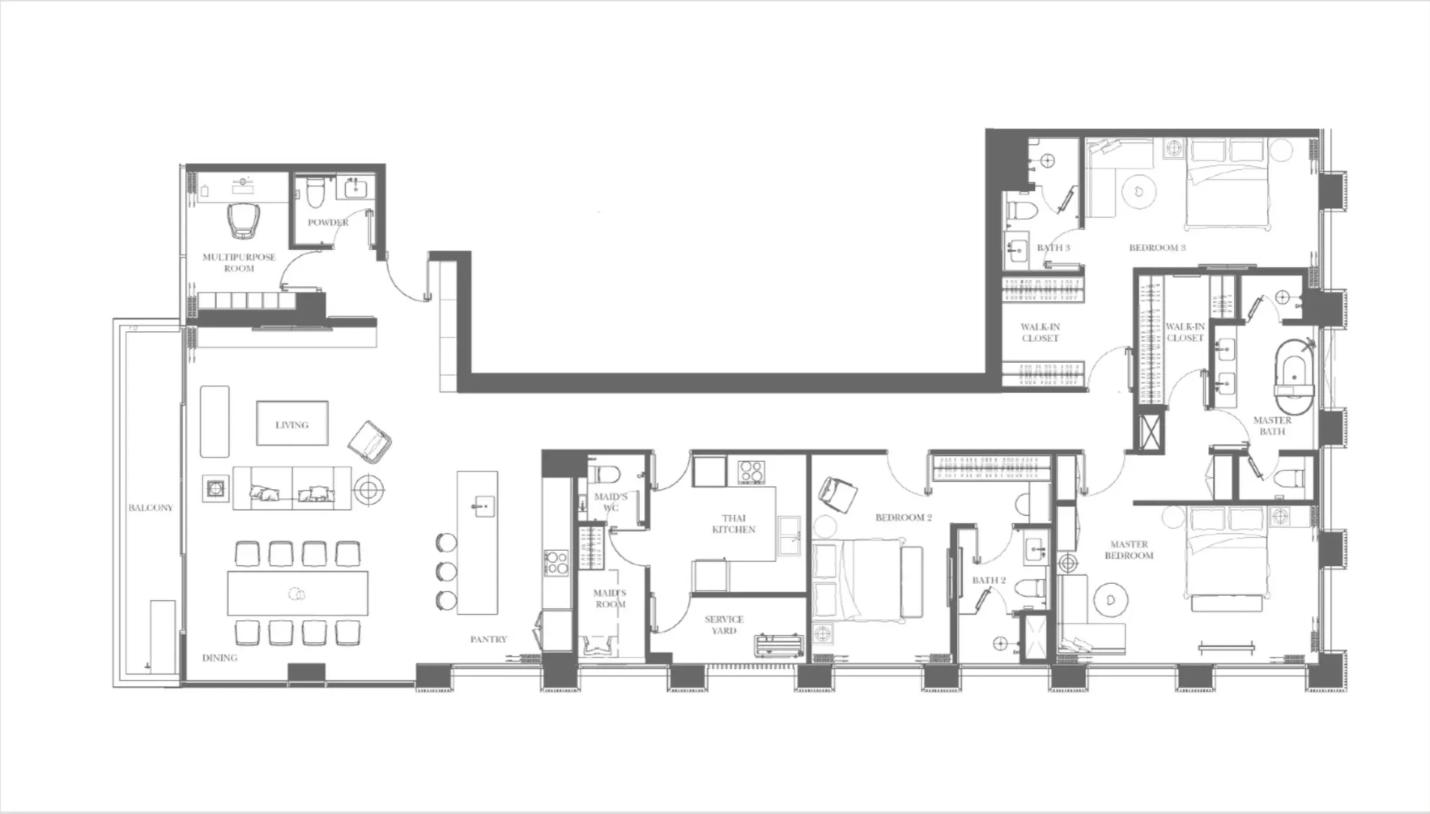 3 Bed/ 4 Bath InterContinental Residences Bangkok Asoke