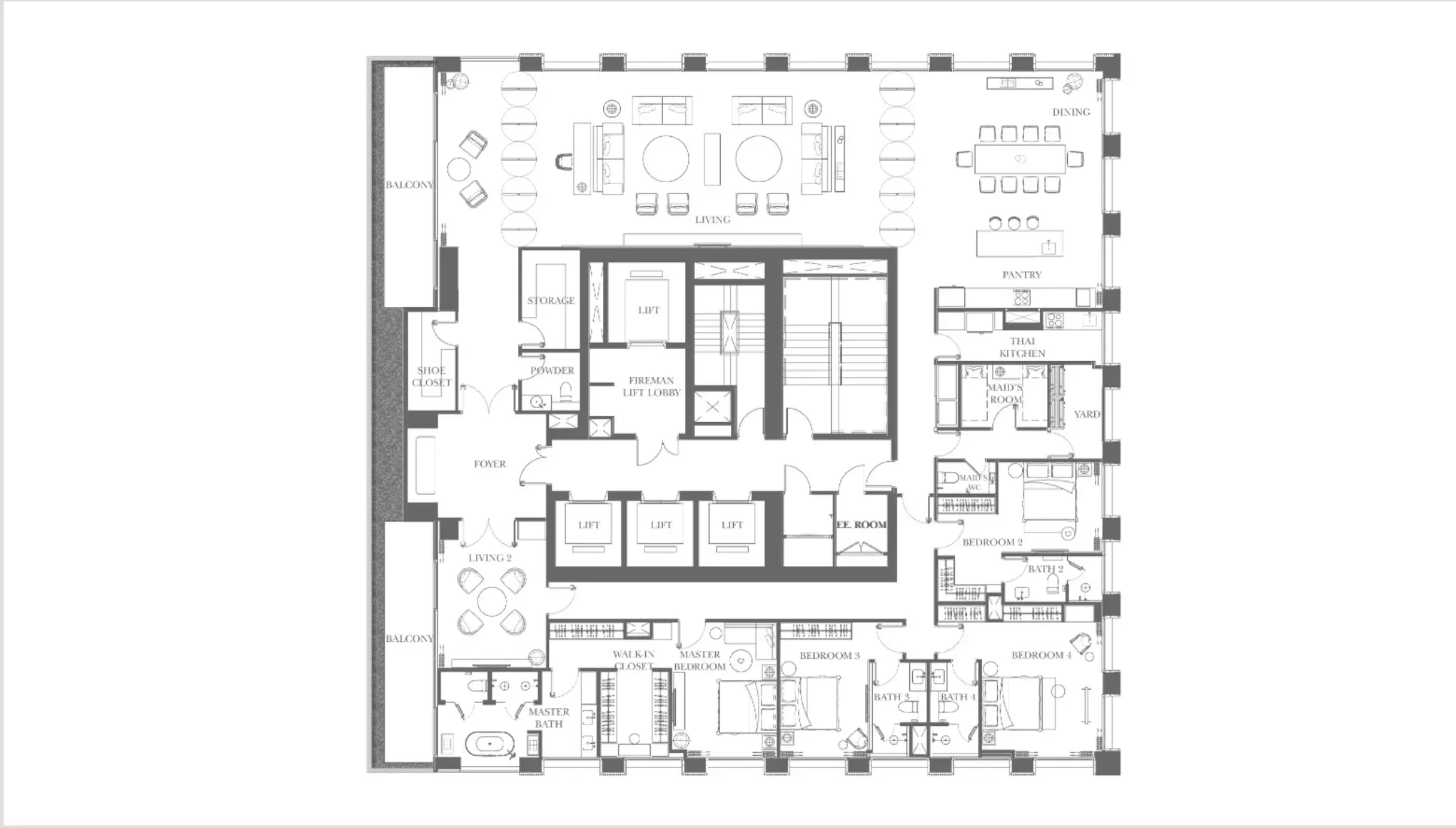 4 Bed/ 6 Bath InterContinental Residences Bangkok Asoke