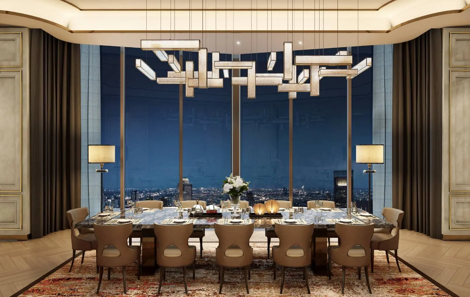 คอนโด 6 ห้องนอนขนาดกว้างขวาง ชั้น 51 พร้อมวิวเมืองที่สวยงามในคลองสาน