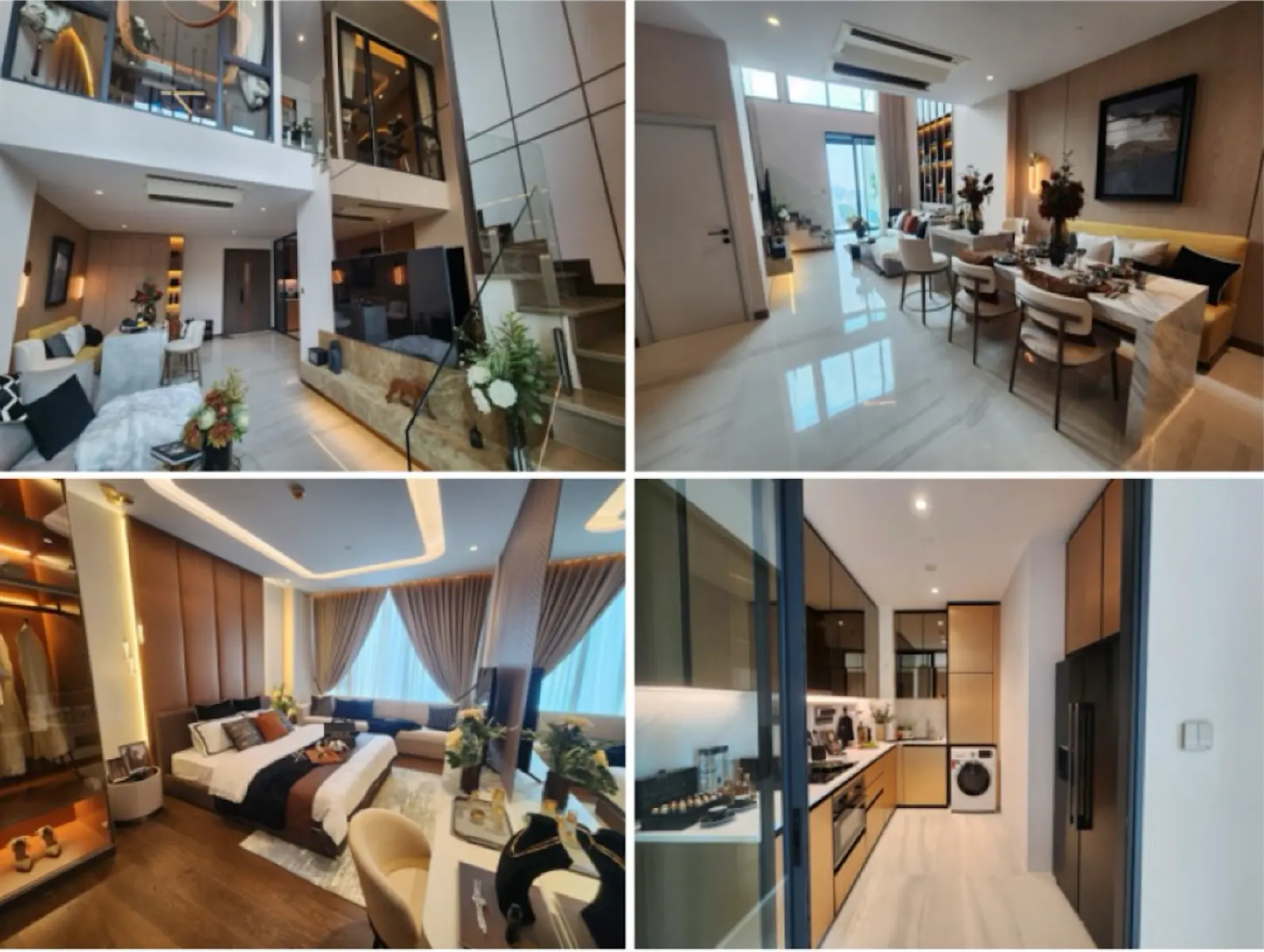 คอนโดดูเพล็กซ์ 3 ห้องนอนกว้างขวางพร้อมพื้นที่นั่งเล่นเพดานสูงสองชั้นในสาทร