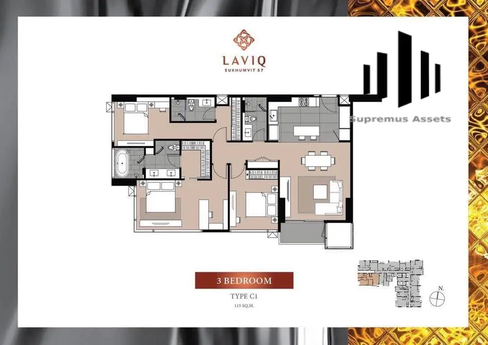 Modern 3 beds 3 baths near BTS Thonglor for rent and sale.