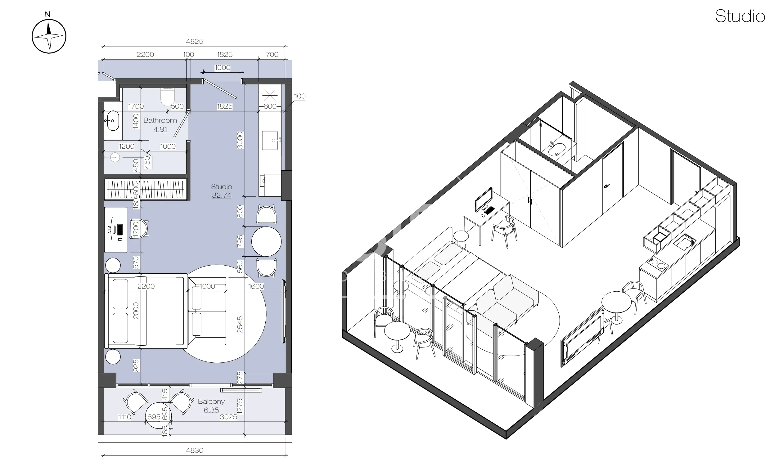 Планировка студии