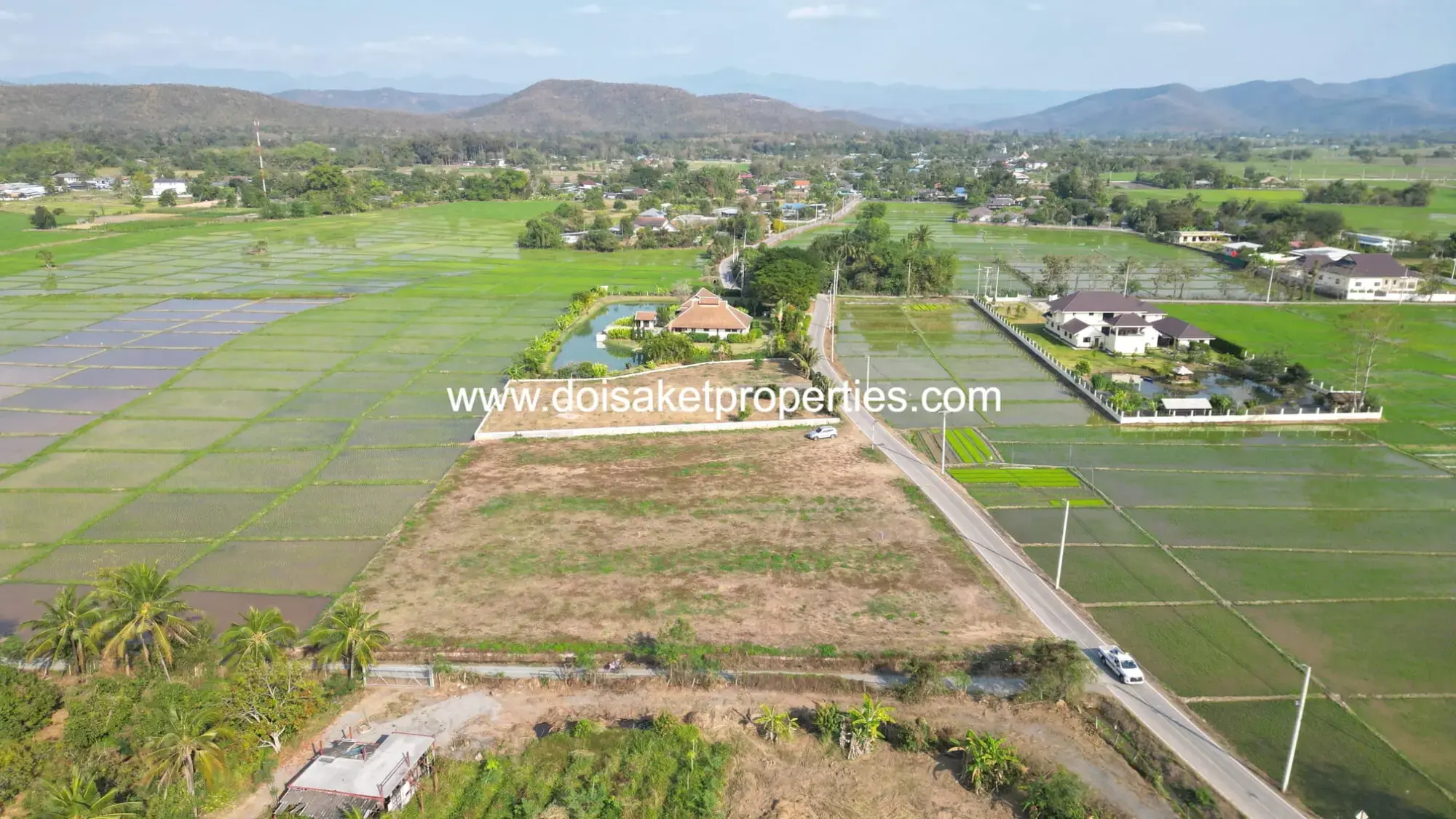 (LS402-03) Scenic Plot of Land with Mountain and Rice Paddy Views in Pa Pong, Doi Saket, Chiang Mai