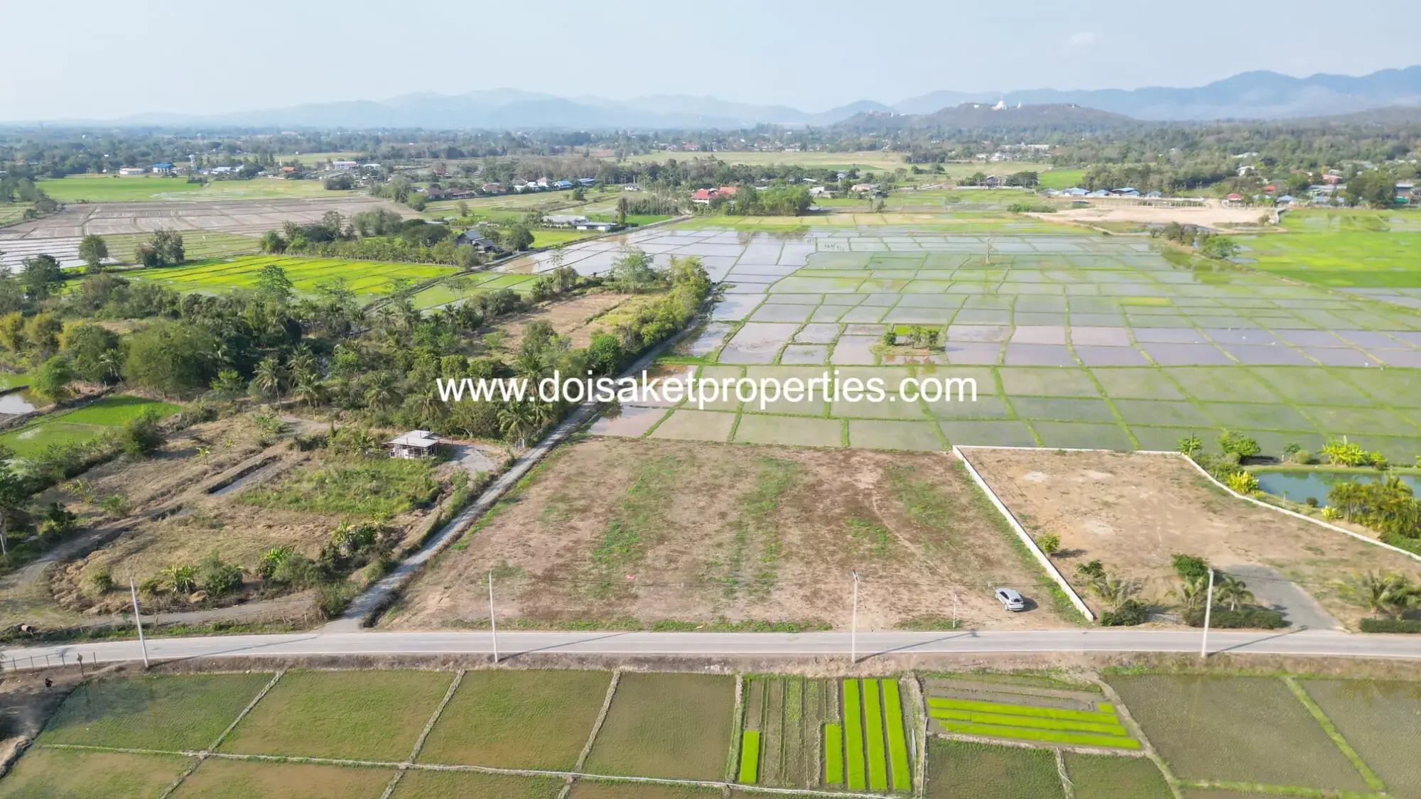 (LS402-03) Scenic Plot of Land with Mountain and Rice Paddy Views in Pa Pong, Doi Saket, Chiang Mai