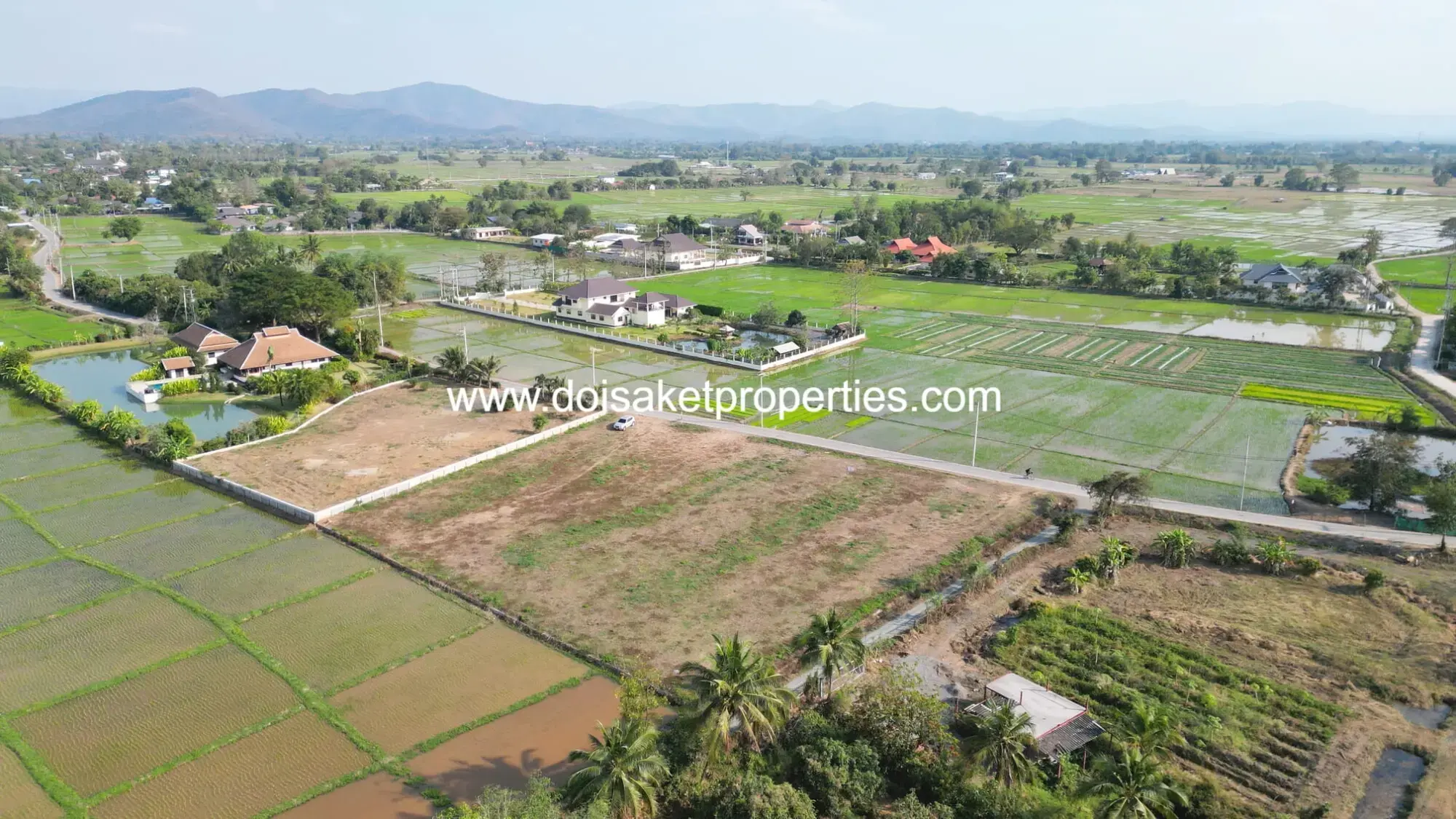 (LS402-03) Scenic Plot of Land with Mountain and Rice Paddy Views in Pa Pong, Doi Saket, Chiang Mai