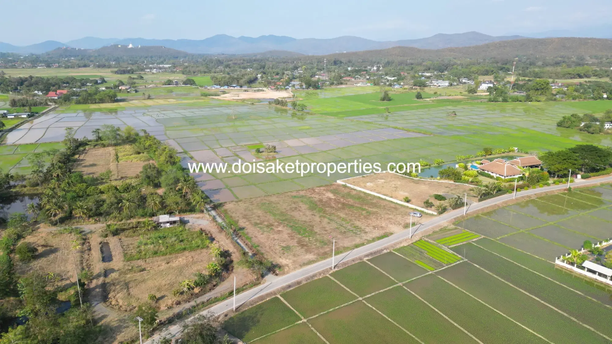 (LS402-03) Scenic Plot of Land with Mountain and Rice Paddy Views in Pa Pong, Doi Saket, Chiang Mai