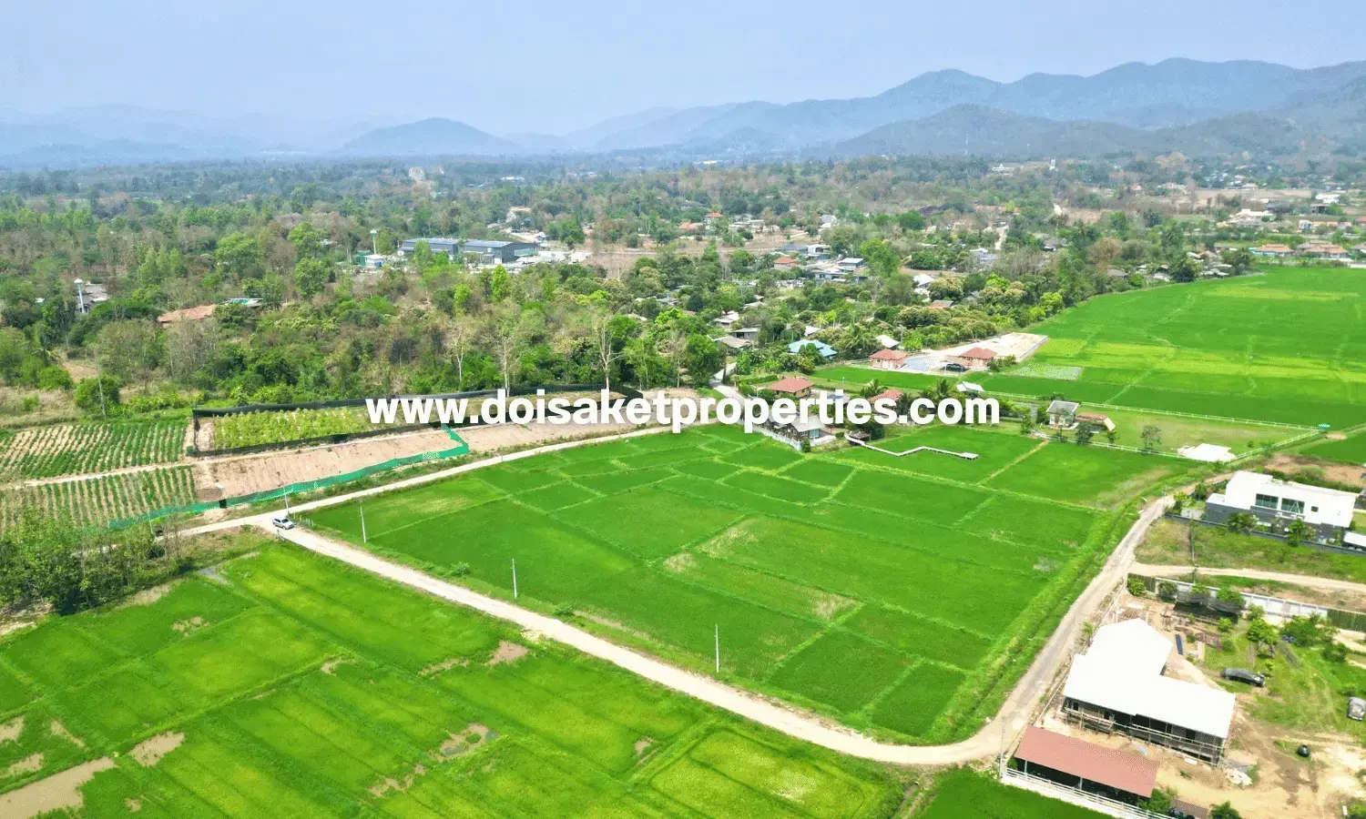 (LS405-07) Scenic 7+ Rai Plot of Land with Mountain and Rice Paddy Views for Sale in Choeng Doi, Doi Saket, Chiang Mai