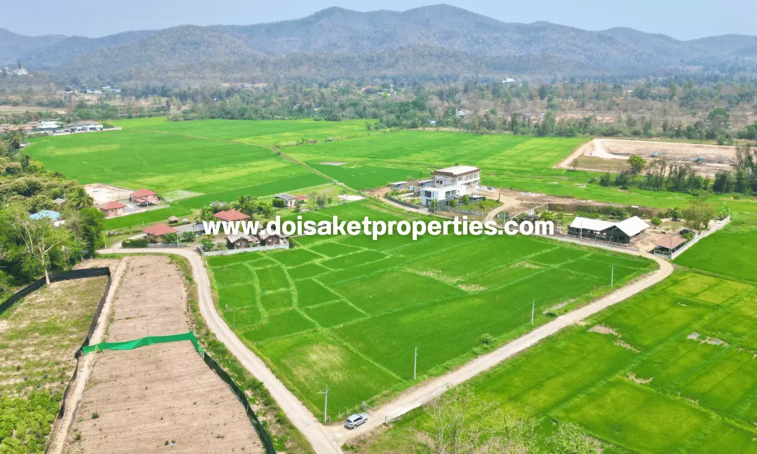 (LS405-07) Scenic 7+ Rai Plot of Land with Mountain and Rice Paddy Views for Sale in Choeng Doi, Doi Saket, Chiang Mai