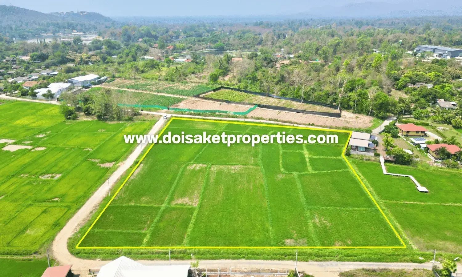 (LS405-07) Scenic 7+ Rai Plot of Land with Mountain and Rice Paddy Views for Sale in Choeng Doi, Doi Saket, Chiang Mai