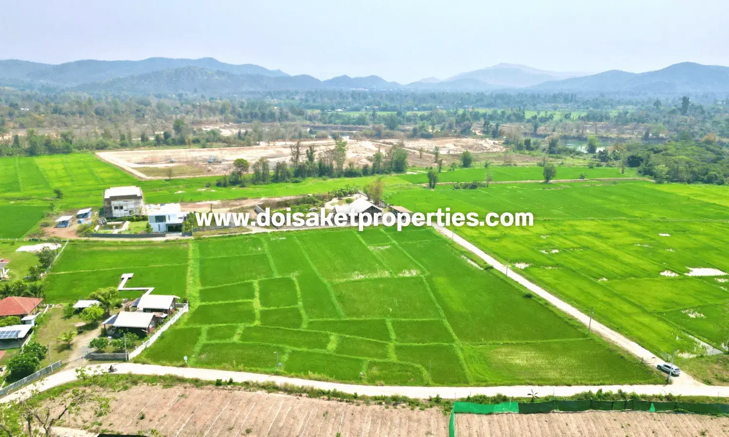 (LS405-07) Scenic 7+ Rai Plot of Land with Mountain and Rice Paddy Views for Sale in Choeng Doi, Doi Saket, Chiang Mai