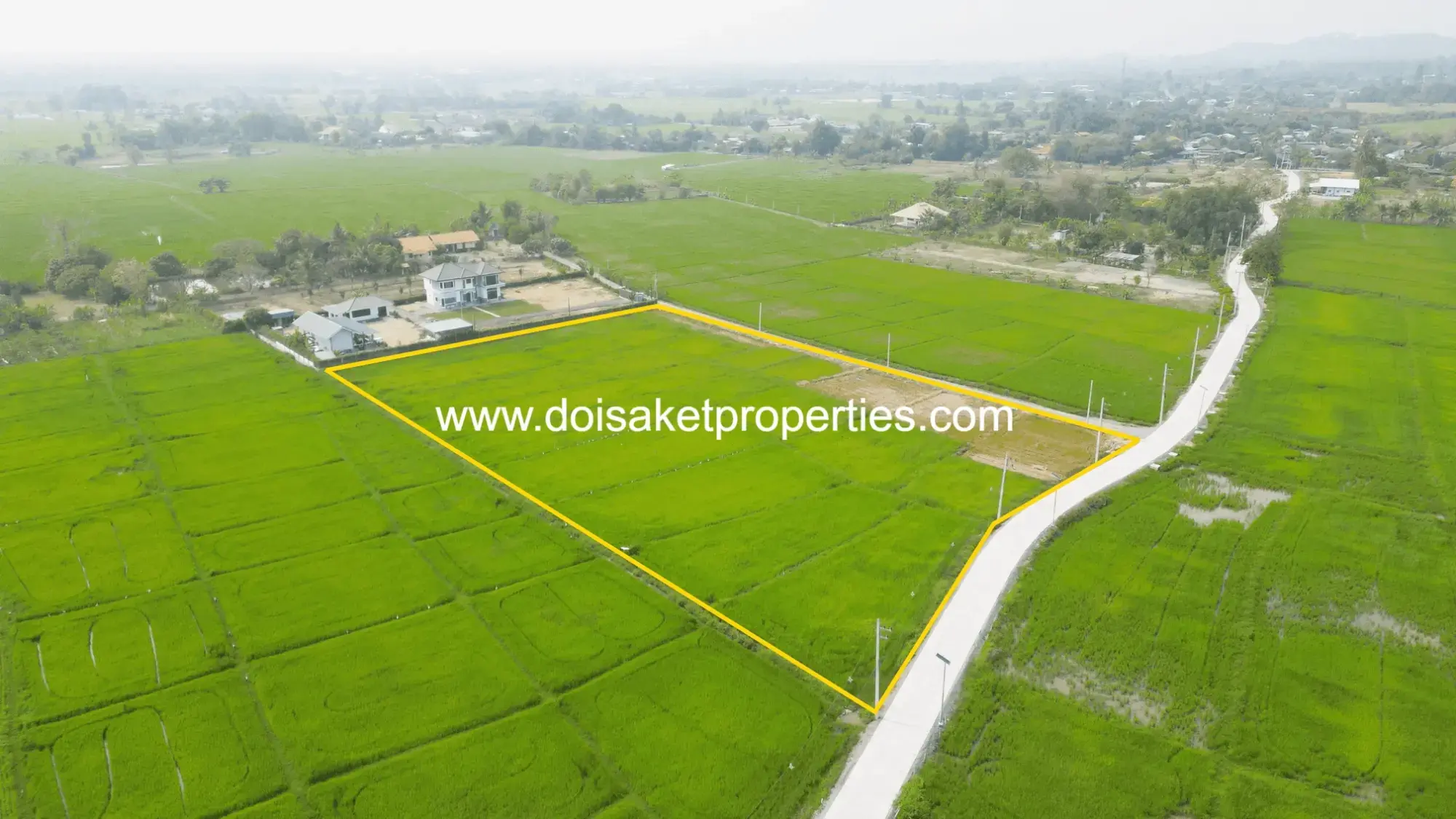 (LS407-06) Scenic ~6 Rai Plot of Land with Expansive Rice Fields, Stunning Mountain Views, and a Peaceful Atmosphere for Sale in Pa Pong, Doi Saket, Chiang Mai